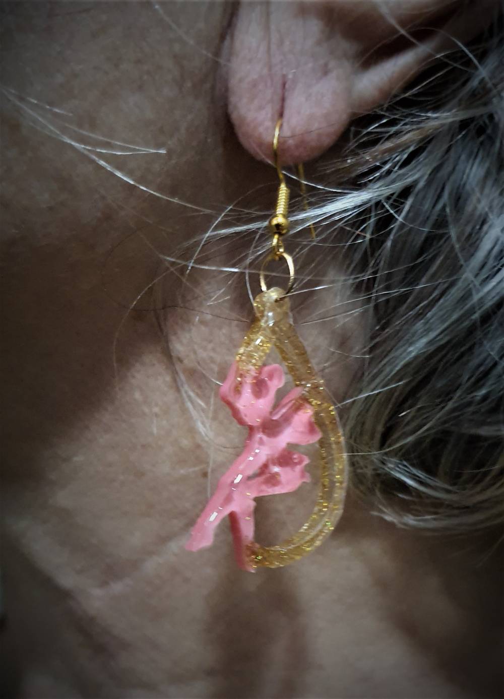 boucles d'oreille fée rose